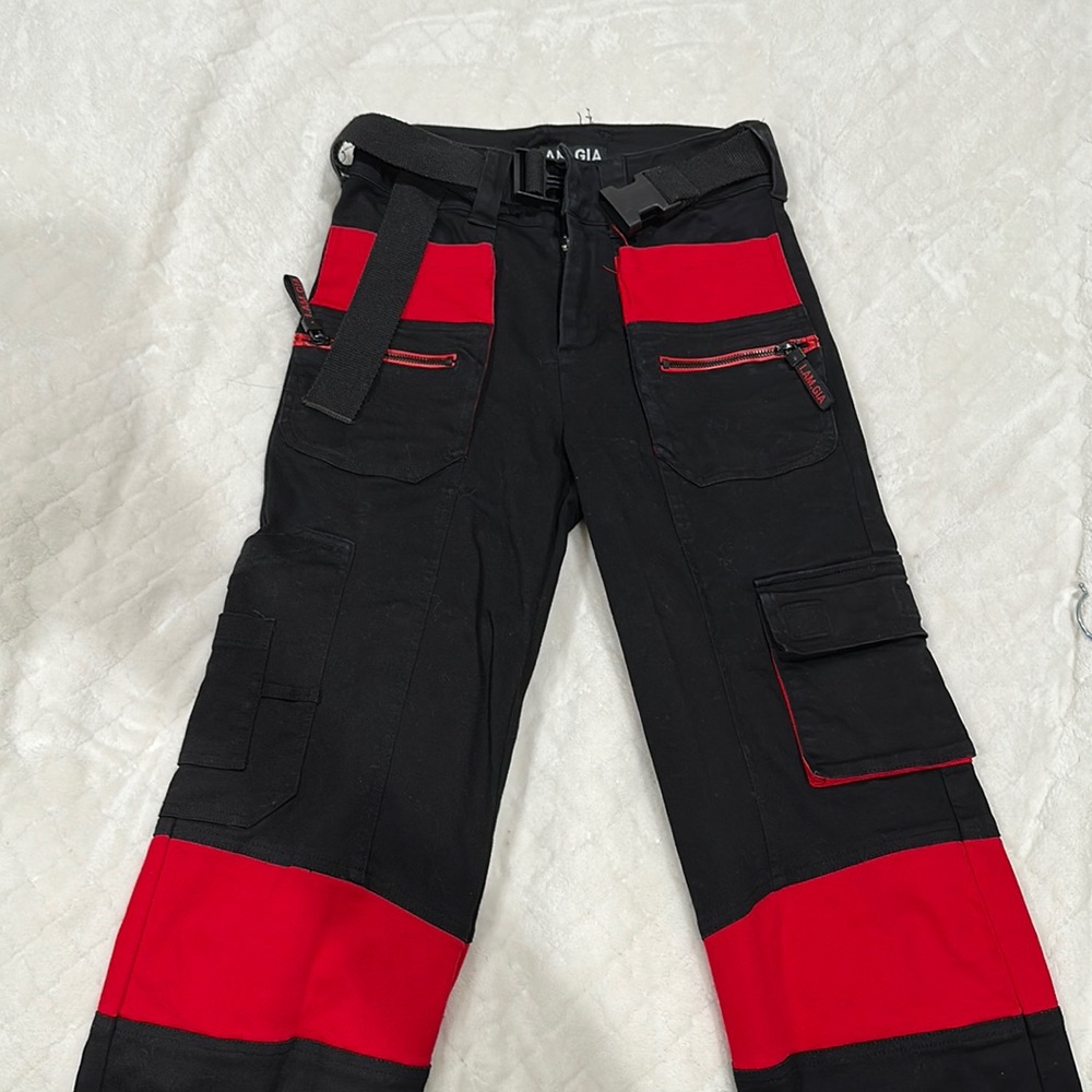 I AM GIA black and red pants